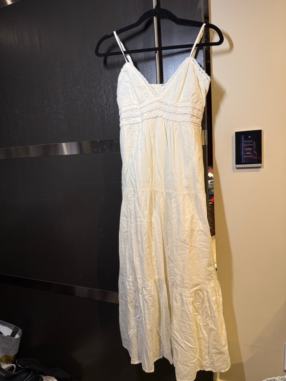 Kimchi Blue Cream Lace-Trim Spaghetti Strap Maxi Dress